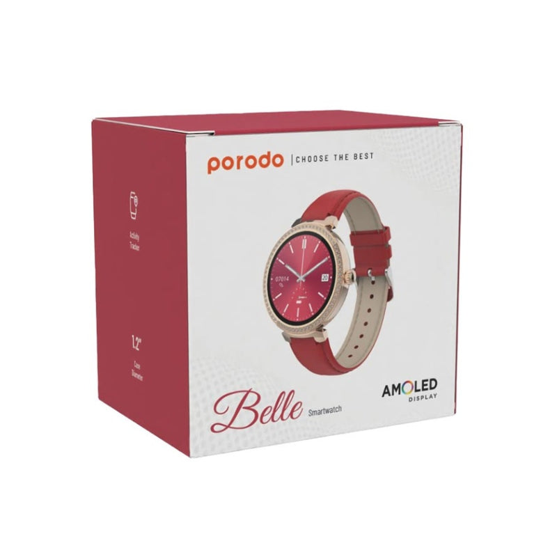 Porodo Belle Smart Watch - 1.19" AMOLED / Bluetooth / Red