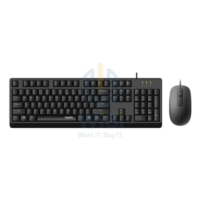Rapoo X130 PRO Wired Keyboard And Mouse Combo - 1.5m / 104 Keys / 1600 DPI / USB / Arabic/English - Black Accessories >