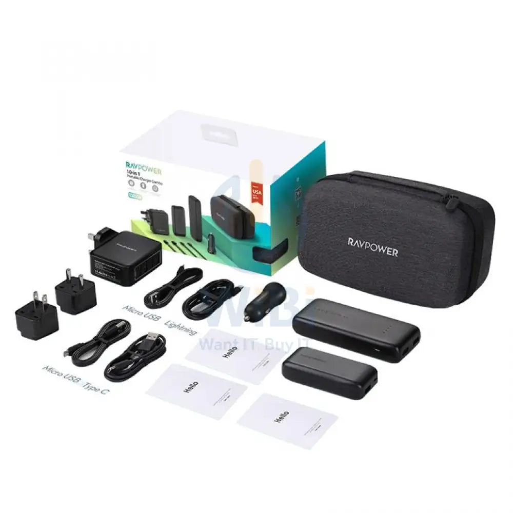 راف باور 10 في 1 المحمولة شاحن كومبو RP-PB182 - أسود اكسسوارات > طاقة محولات