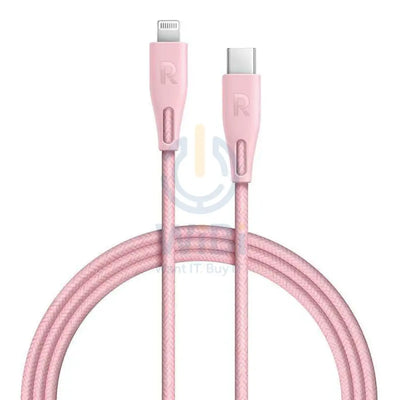 RAVPOWER 1m Type-C to Lightning Cable - Nylon Pink Accessories > Cables & Converters > Cables
