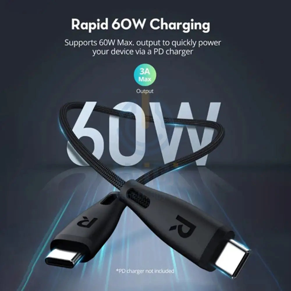 RAVPower معدن نايلون مادة نايلون  كابل  1.2 م / 60 وات / 480 ميجابت في الثانية / يو اس بي- أسود اكسسوارات  كبلات  محولات