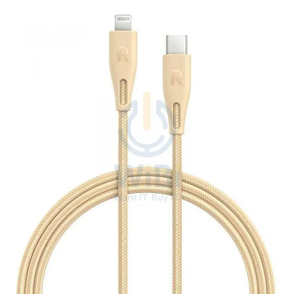 RAVPower Nylon Braided Type-C to Lightning Charging Cable - 2m / 6.6ft / Gold Accessories > Cables & Converters > Cables