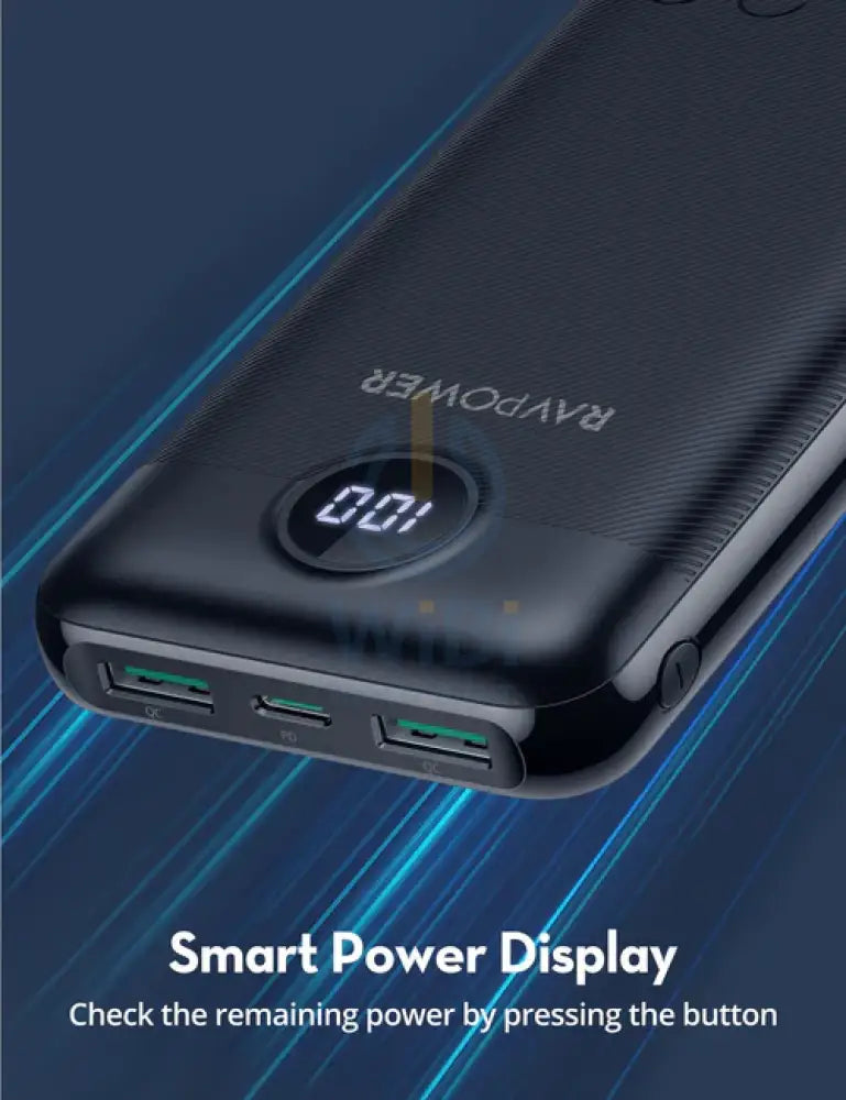 RAVPower PD Pioneer 20000mAh 20W 3-Port Power Bank Accessories > Power Adapters
