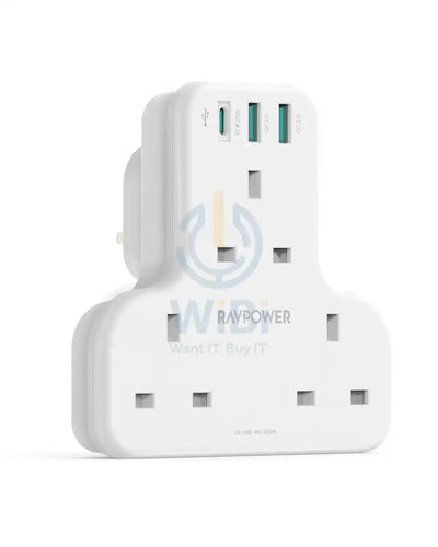 RAVPower Pioneer 20W 3 port charger with 3 AC plug - White Accessories > Power > Power Protection > Surge Protector >