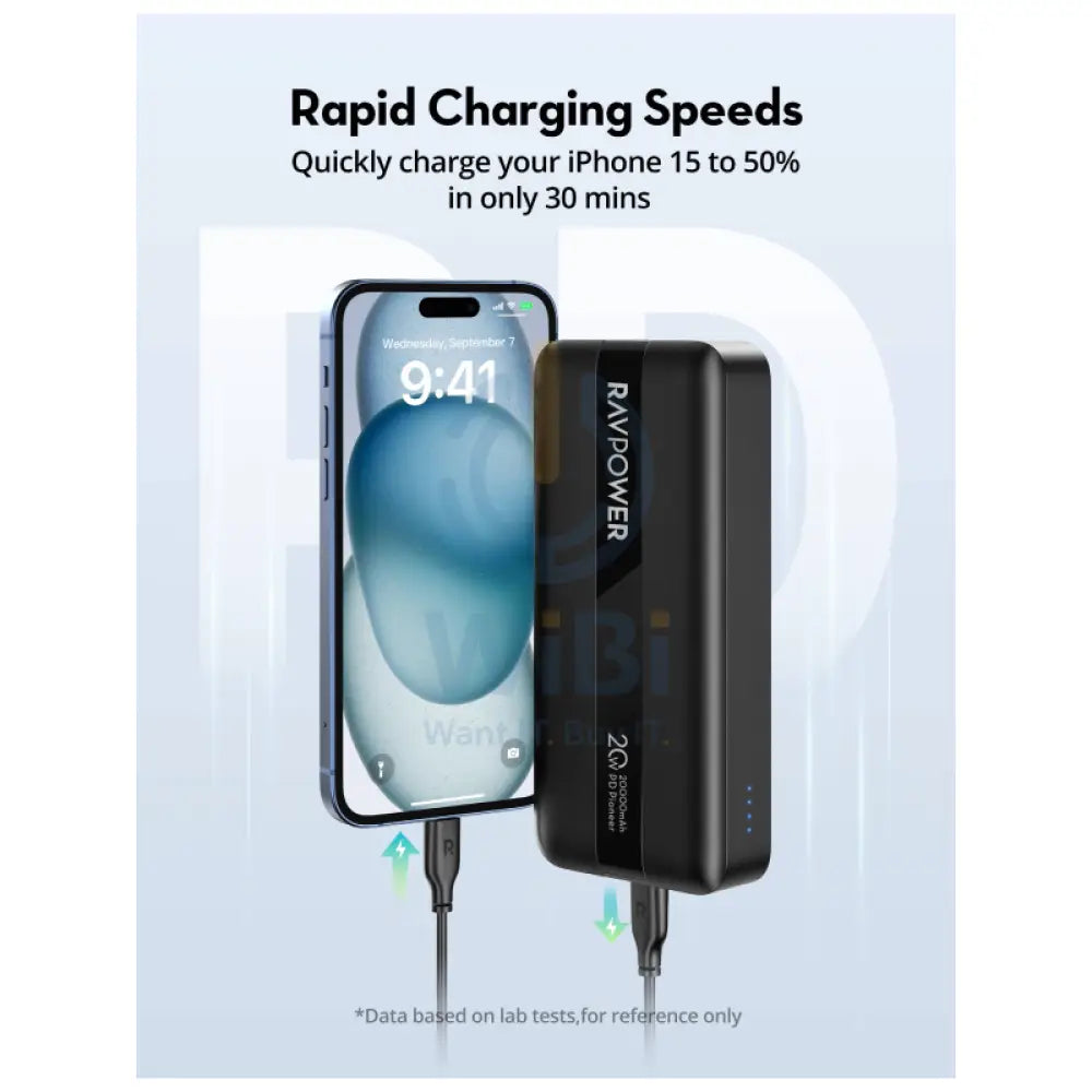 RAVPower RP-PB1235 20W Power Bank - 20,000mAh / USB-C / Black Accessories > Power Bank