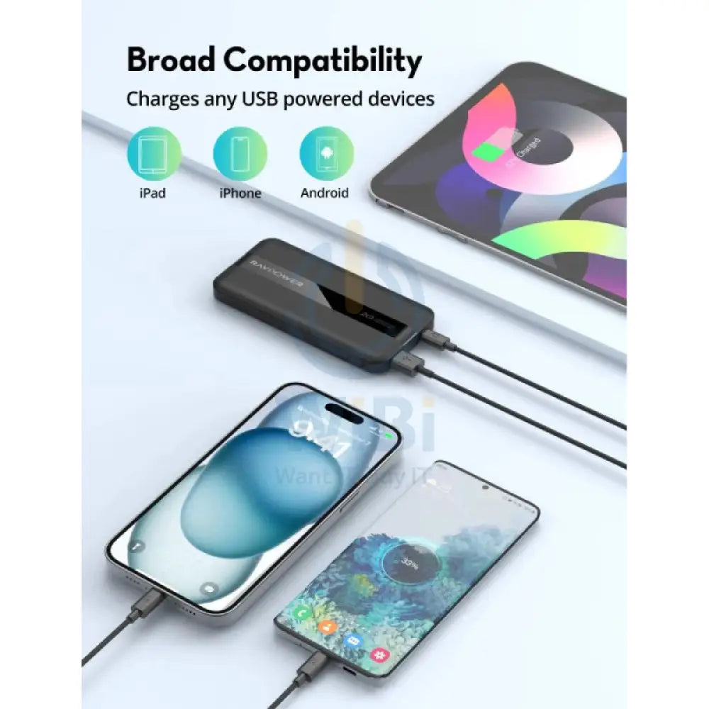 بنك طاقة RPVPower RP-PB1236 - 20 وات / 10,000 مللي أمبير/ساعة / أسود اكسسوارات > بنك طاقة