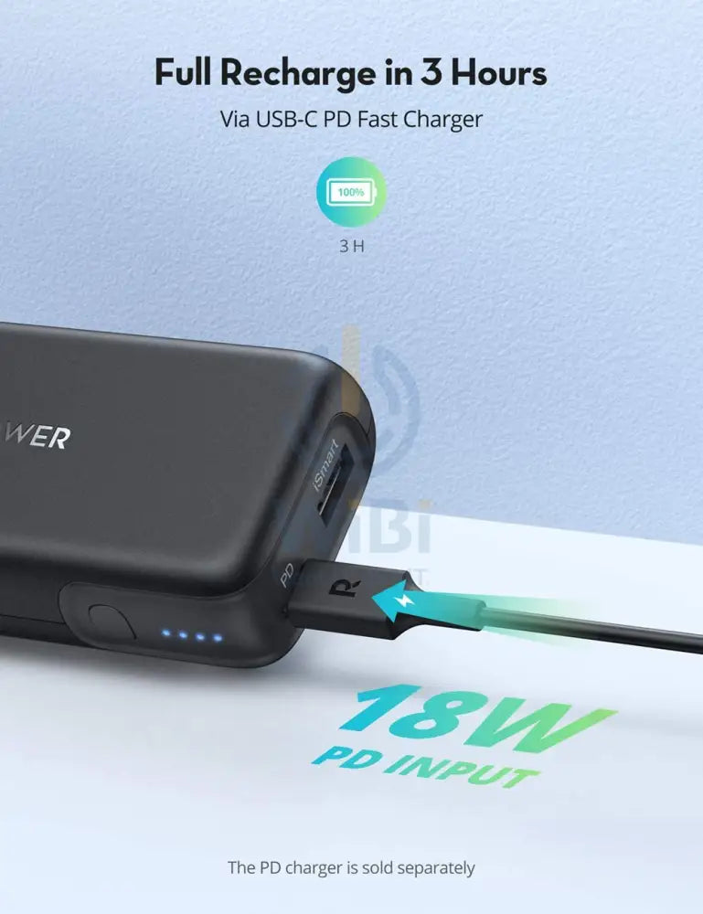 RAVPower RP-PB186 10000mAh PD Pioneer Portable Charger - 20W / 2-Port / Black Accessories > Power Bank