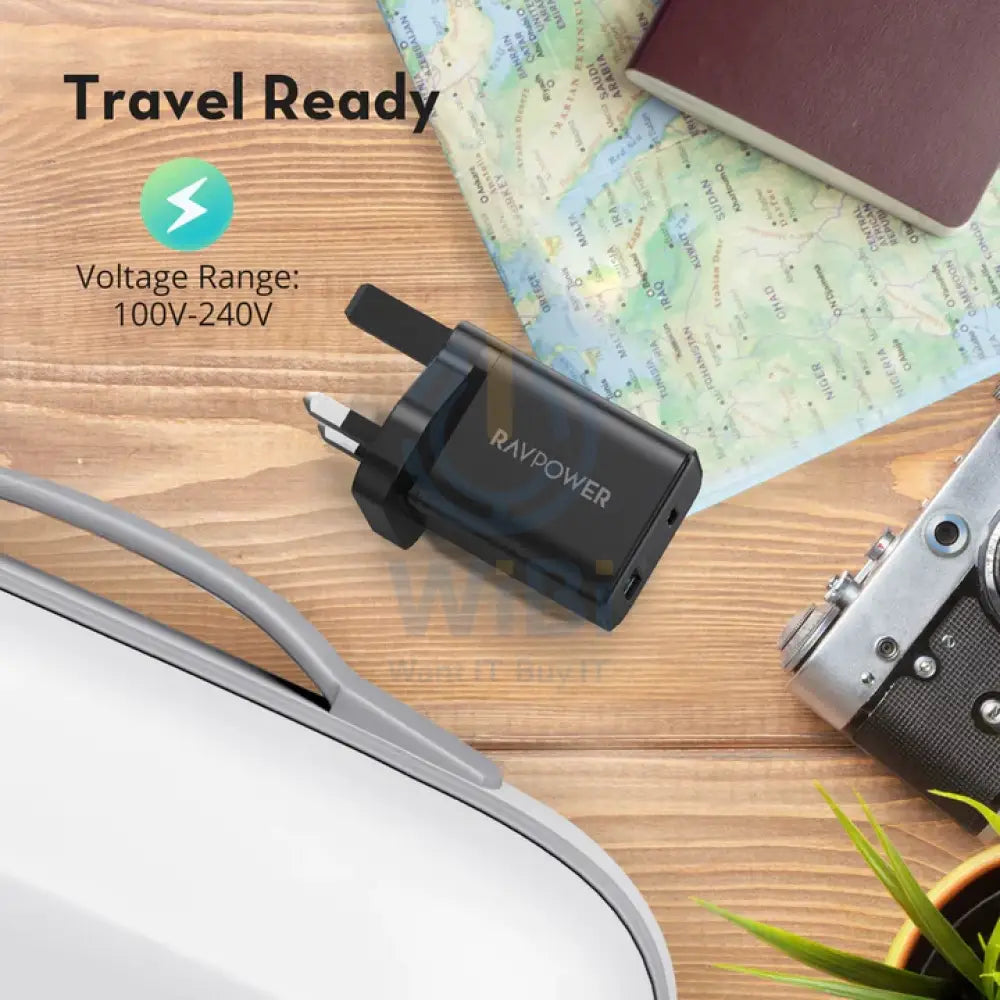RavPower RP-PC173 2 في 1 20 واط يو اس بيشاحن كومبو أوف لاين - أسود اكسسوارات > طاقة محولات