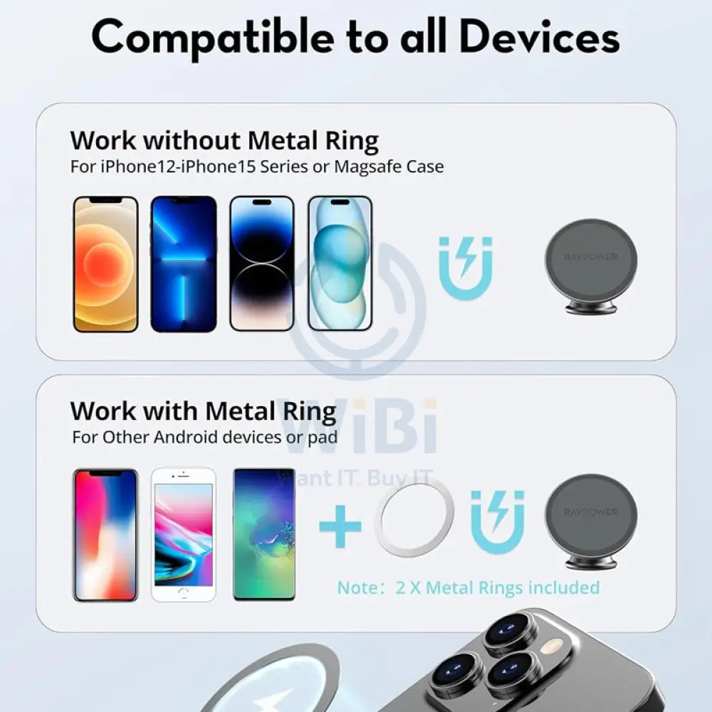 Ravpower RP-SH1002 Magnetic Car Phone Mount - Black Accessories > Mobiles & Tablets > Mobiles > Mobile Holder / Stands