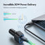 RAVPower RP-VC009 48W Dual Port Car Charger with PD30W + QC3.0 Black Offline Accessories > Power Adapters