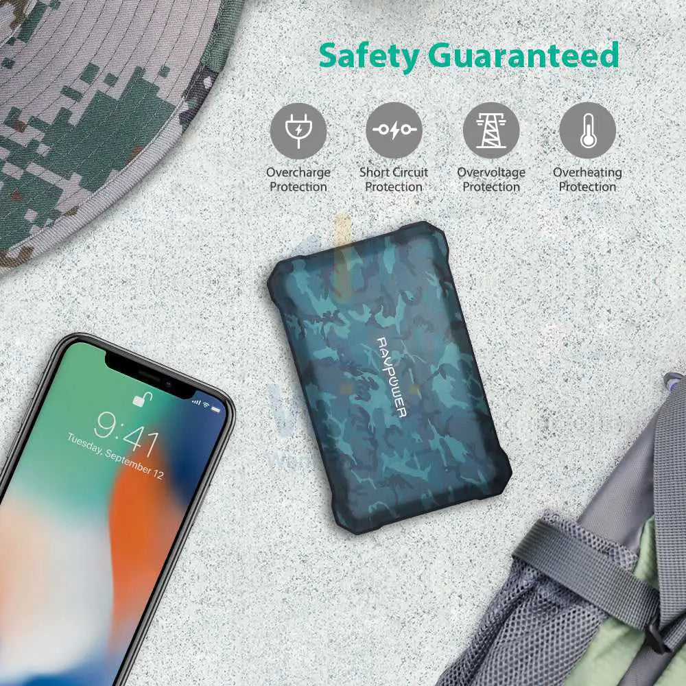 RAVPower Rugged Series 10050mAh Waterproof Portable Charger Power Bank – Camouflage Accessories > Power Adapters