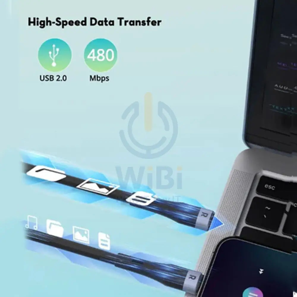 كابل  RAVPower Silicone كابل  1 متر / 60 واط / 480 ميجابت في الثانية / يو اس بي- أسود اكسسوارات  كبلات  محولات  كبلات