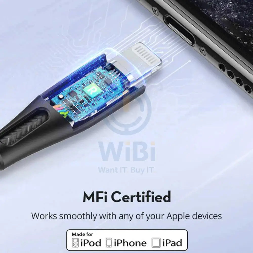 RAVPower Type-C to Lightning Charging Cable - 2 Meter / Nylon Blue Accessories > Cables & Converters > Cables
