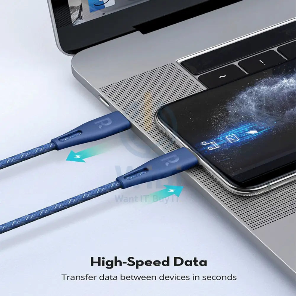 RAVPower Type-C to Lightning Charging Cable - 2 Meter / Nylon Blue Accessories > Cables & Converters > Cables