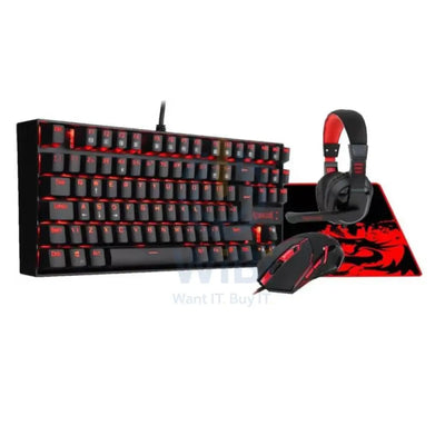 Redragon K552-BB 4 in 1 Mechanical Gaming Combo - 3200 DPI / LED Backlit / Black - KeyBoard Mouse Headset & Mouse Pad
