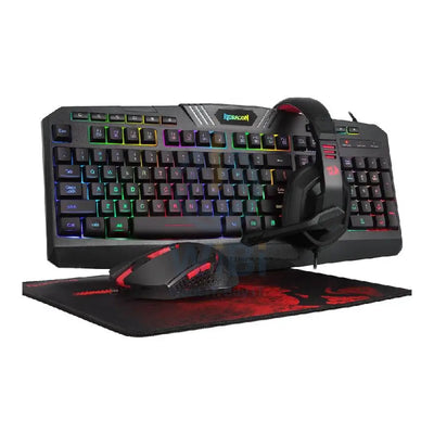Redragon S101 PC 4 in 1 Set Gaming Combo - Wired / 3200 DPI / USB / RGB Backlit / Black - KeyBoard Mouse Headset &