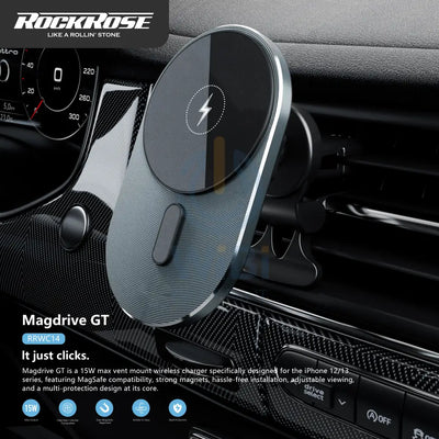 Rockrose 15W Magnetic Air Vent Wireless Charger Compatible with MagSafe - Black Accessories > Power Adapters
