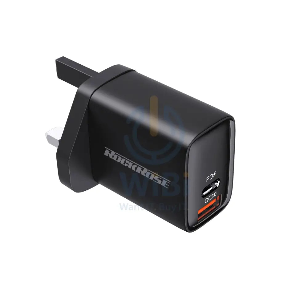 Rockrose 20W PD & QC 3.0 2-Port Wall Charger - Black Accessories > Power Adapters