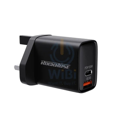 Rockrose 30W PD & QC 3.0 2-Port Wall Charger - Black Accessories > Power Adapters