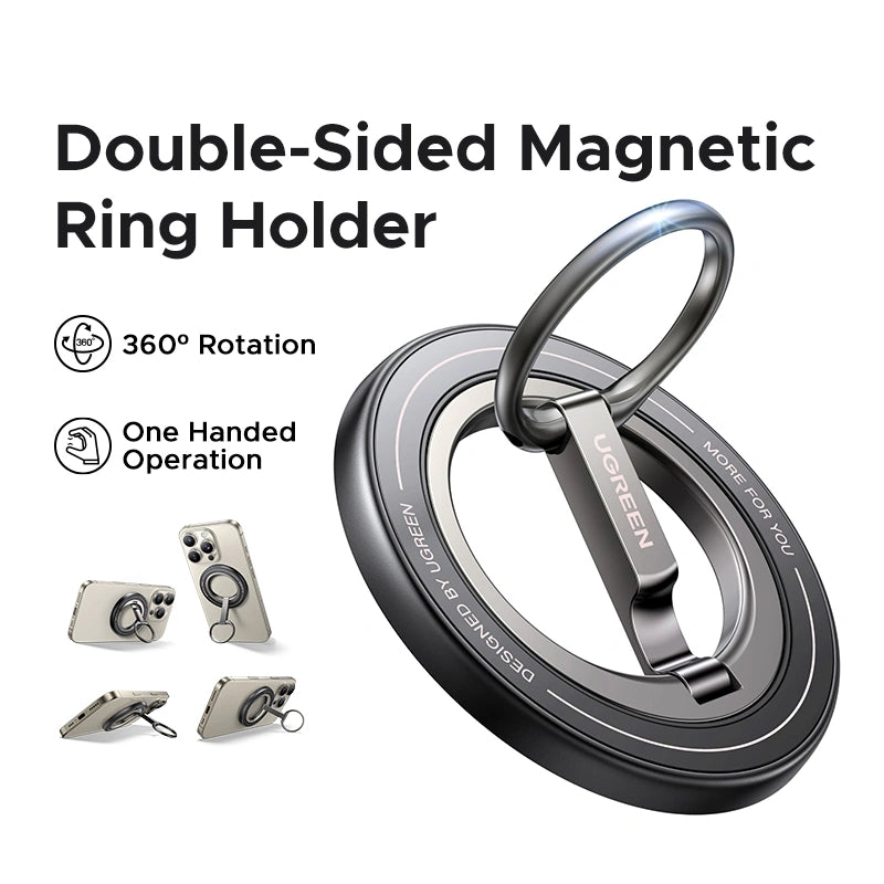 UGREEN Magnetic Phone Ring Holder With Stand - Matte Grey