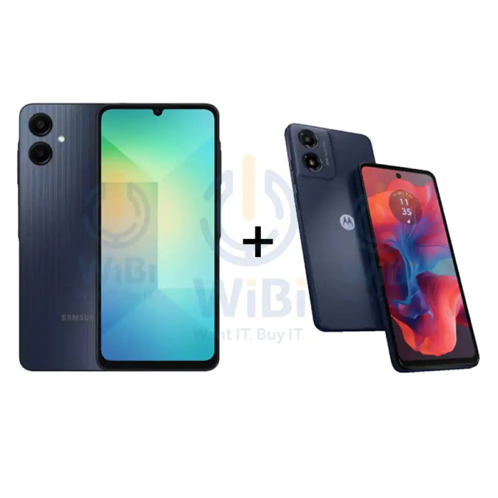 Samsung Galaxy A06 - 4GB RAM / 64GB / 6.7’’ / 4G / Black + Motorola G04S - 4GB / 64GB / 6.6’’ HD + / 4G / Concord Black