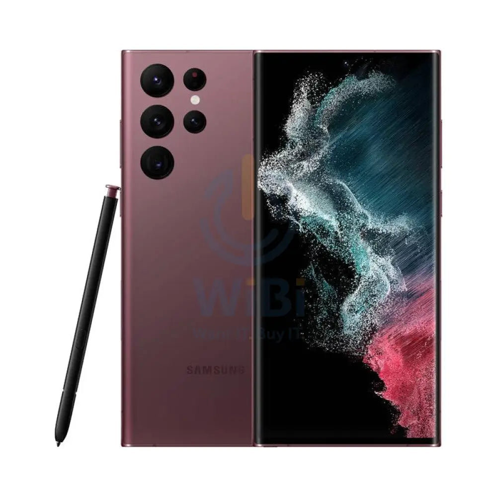 سامسونج جالكسي S22 ألترا - 256 جيجابايت / 6.8" ديناميكي أموليد 2X / واي-فاي / 5G /بورجندي- هاتف