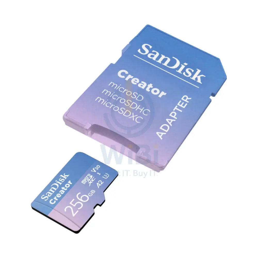 SanDisk Creator MicroSD بطاقة  SanDisk MicroSDمع محول - 256 جيجابايت / UHS-I / فوق إلى 190 ميجابايت/ثانية تخزين >بطاقات