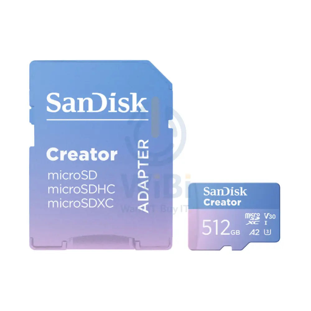 SanDisk Creator MicroSD بطاقة  SanDisk MicroSDمع محول - 512 جيجابايت / UHS-I / فوق إلى 190 ميجابايت/ثانية تخزين >بطاقات