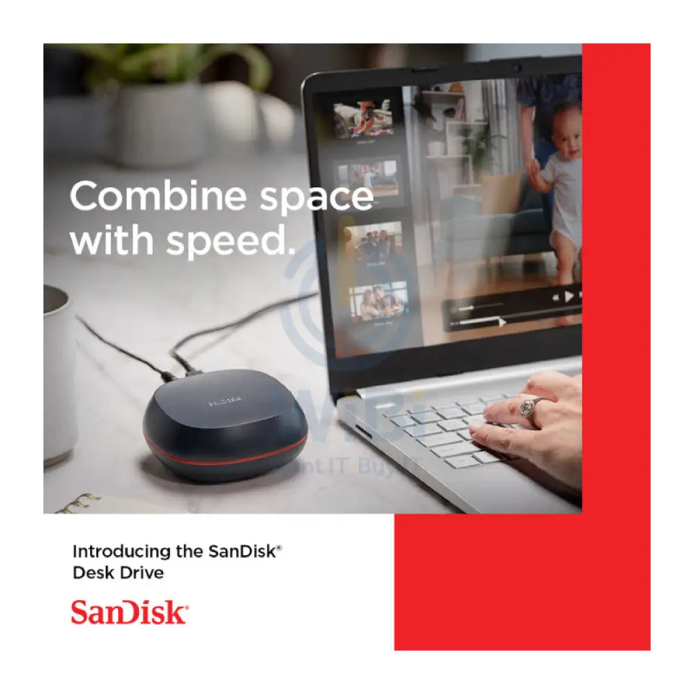 SanDisk Desk Drive SSD - 4TB / Up to 1000 MB/s / USB-C 3.2 Gen 2 / External SSD (Solid State Drive) Accessories >