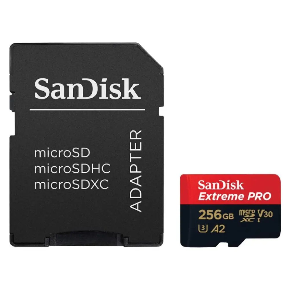 SanDisk Extreme برو Extreme MicroSDXC UHS-I بطاقة مع محول - 256 جيجابايت / فوق إلى 200 ميجابايت/ث تخزين >بطاقات