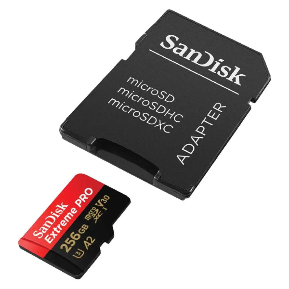 SanDisk Extreme برو Extreme MicroSDXC UHS-I بطاقة مع محول - 256 جيجابايت / فوق إلى 200 ميجابايت/ث تخزين >بطاقات
