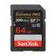 SanDisk Extreme برو SDHC / SDXC UHS-I بطاقة  64 جيجابايت / فوق  200 ميجابايت/ تخزين 200 ميجابايت/ ذاكرة