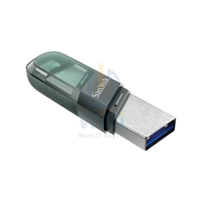 SanDisk iXpand Flash Drive Flip - 128GB / USB 3.1 Gen 1 / Lightning / Black and Silver Storage > USB Flash Drive