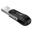 SanDisk iXpand Flash Drive Go - 128GB / USB 3.0 / Lightning / Black and Silver Storage > USB Flash Drive