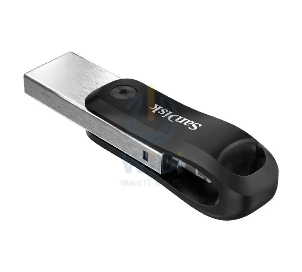 SanDisk iXpand Flash Drive Go - 128GB / USB 3.0 / Lightning / Black and Silver Storage > USB Flash Drive