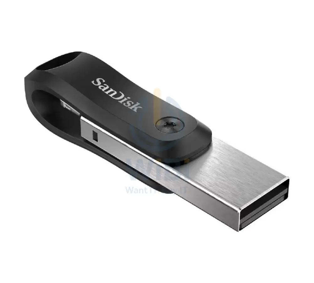 SanDisk iXpand Flash Drive Go - 128GB / USB 3.0 / Lightning / Black and Silver Storage > USB Flash Drive
