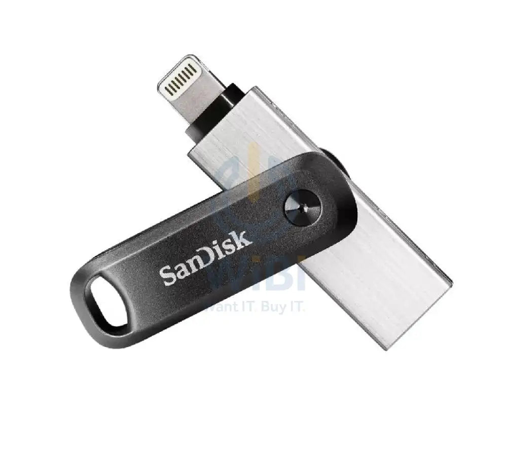 SanDisk iXpand Flash Drive Go - 128GB / USB 3.0 / Lightning / Black and Silver Storage > USB Flash Drive