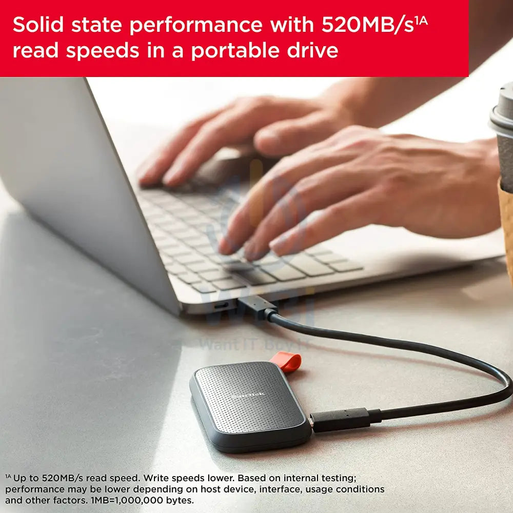 Sandisk Portable SSD 1TB up to 520MB/S Read speed USB 3.2 Gen 2 – Black Storage > USB Solid State Drive