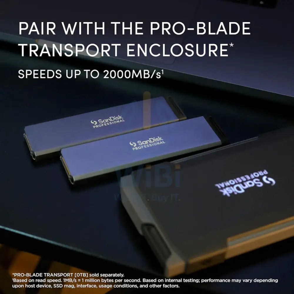 SanDisk Professional Pro Blade Transport SSD - 1TB / Up to 2000 MB/s / USB-C / External SSD (Solid State Drive) Storage