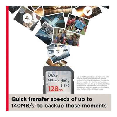 SanDisk Ultra SDHC/SDXC UHS-I Card - 128GB / Up to 140 MB/s Storage > Memory Cards