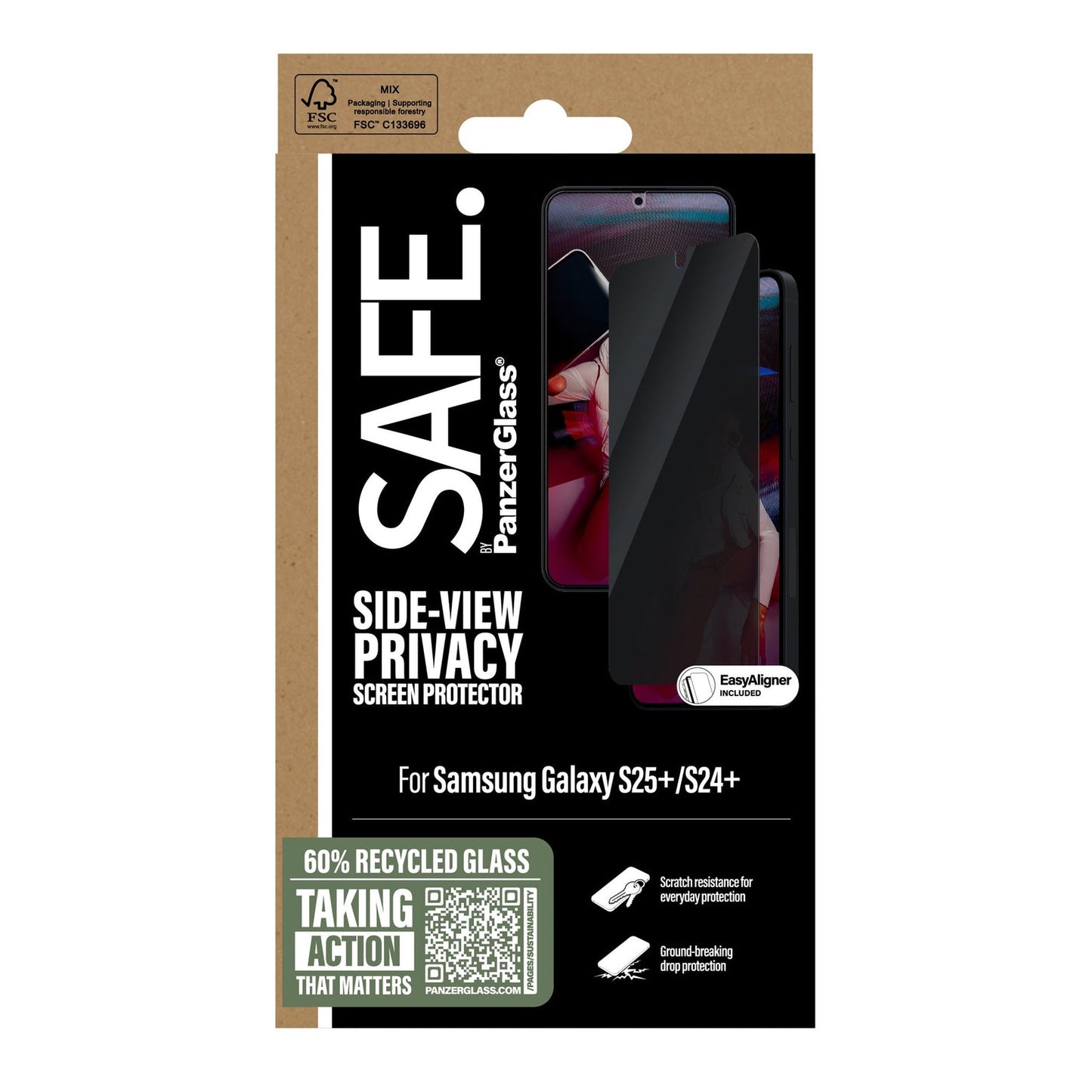 PanzerGlass Privacy Screen Protector - for Samsung Galaxy S25 Plus / Ultra-Wide Fit