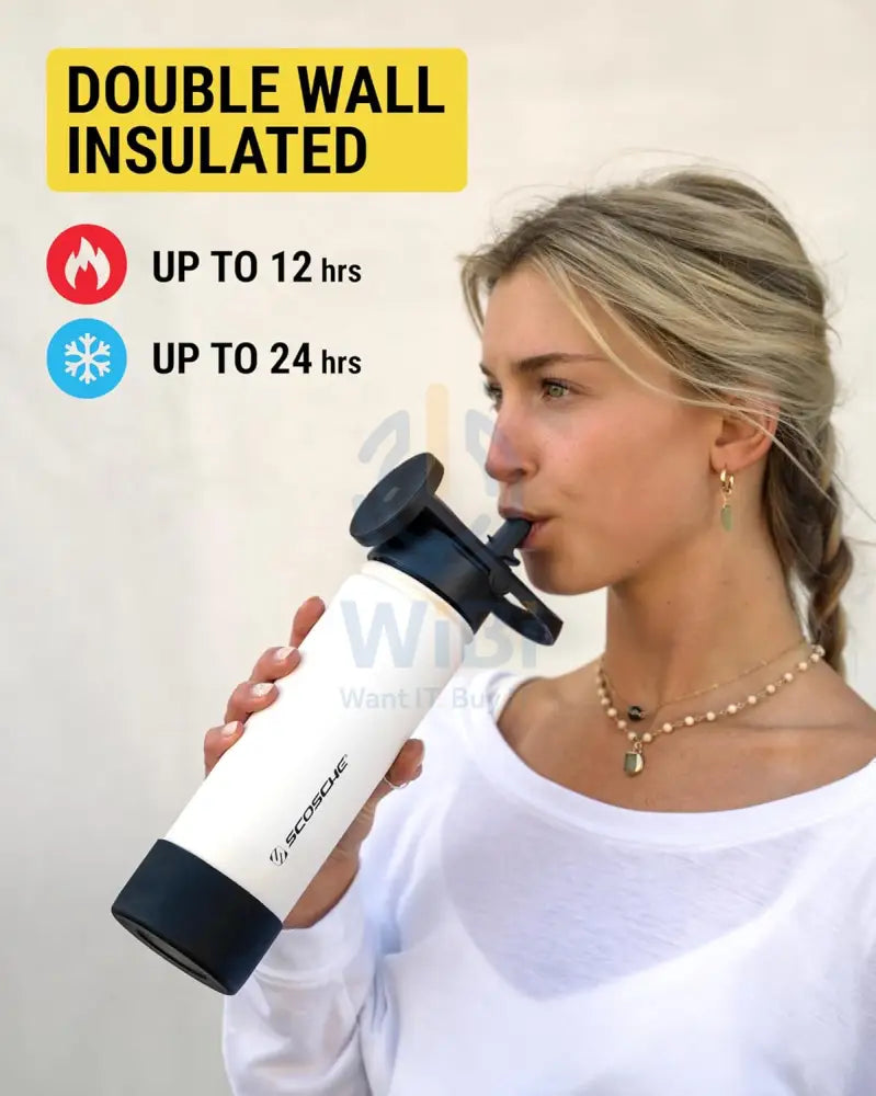 Bundle Offer - Scosche MagicMount Flask 650 ml Stainless Steel Insulated Water Bottle - White + Ice Towel (Sleeve Packaging) - Gray +  Seawag Mela Universal SmartPhone WaterProof Case - Black + Waboba Classic Soccer ball - Sport line