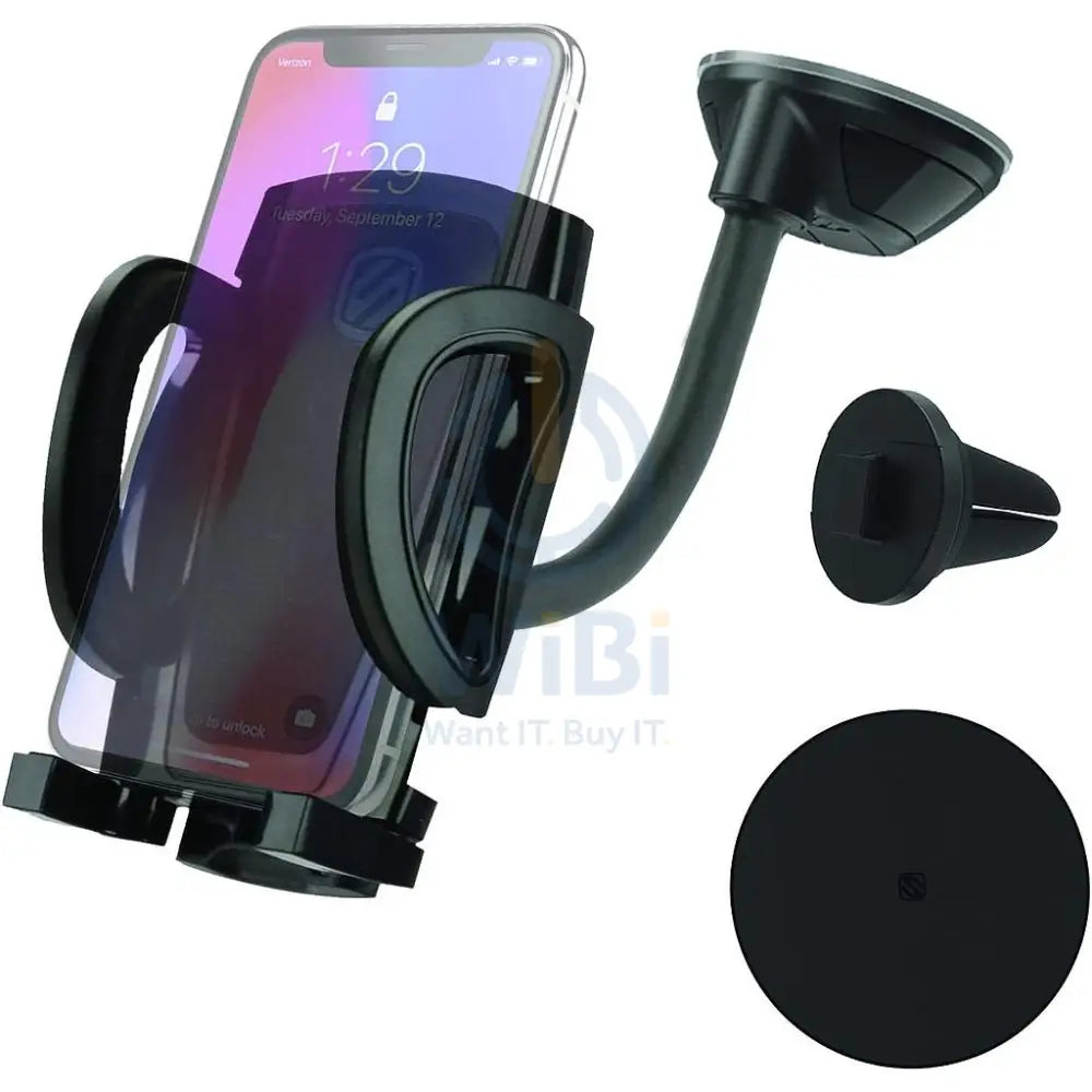 Scosche Stuckup Stuckup Window/Dashup + فتحة تهوية 4 في 1 مجموعة تركيب عالمية هاتف - أسود اكسسوارات > هواتف &