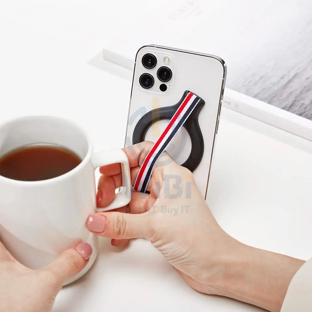 Sinjimoru M-Mini Grip Magnetic Wool-Band Phone Grip Holder for Apple MagSafe Case - Green/Red Accessories > Mobiles &