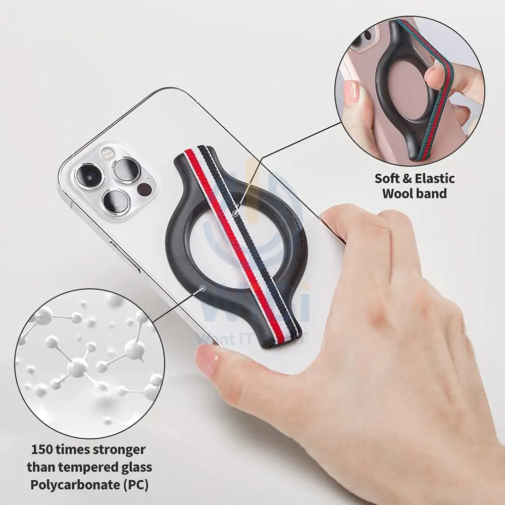 Sinjimoru M-Mini Grip Magnetic Wool-Band Phone Grip Holder for Apple MagSafe Case - Red Accessories > Mobiles & Tablets