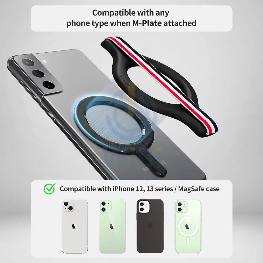 Sinjimoru M-Mini Grip Magnetic Wool-Band Phone Grip Holder for Apple MagSafe Case - Red Accessories > Mobiles & Tablets