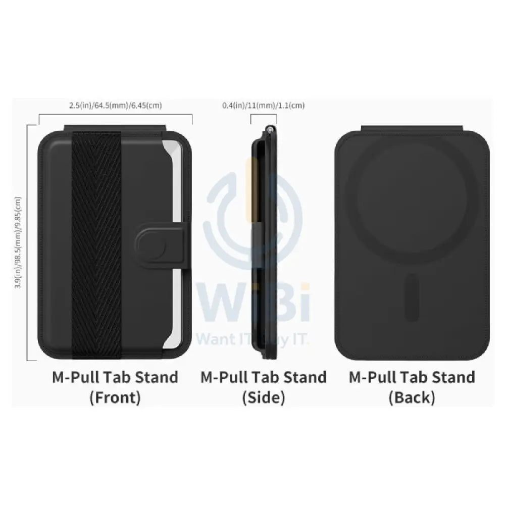 Sinjimoru M-Pull Tab Stand Magsafe Wallet - Black Accessories > Mobiles & Tablets > Mobiles > Grips