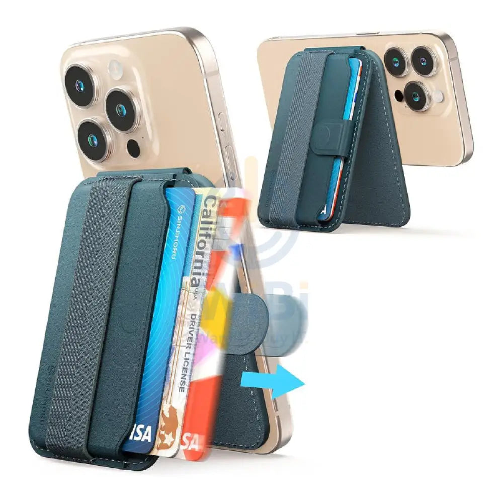 Sinjimoru M-Pull Tab Stand Magsafe Wallet - Blue Accessories > Mobiles & Tablets > Mobiles > Grips