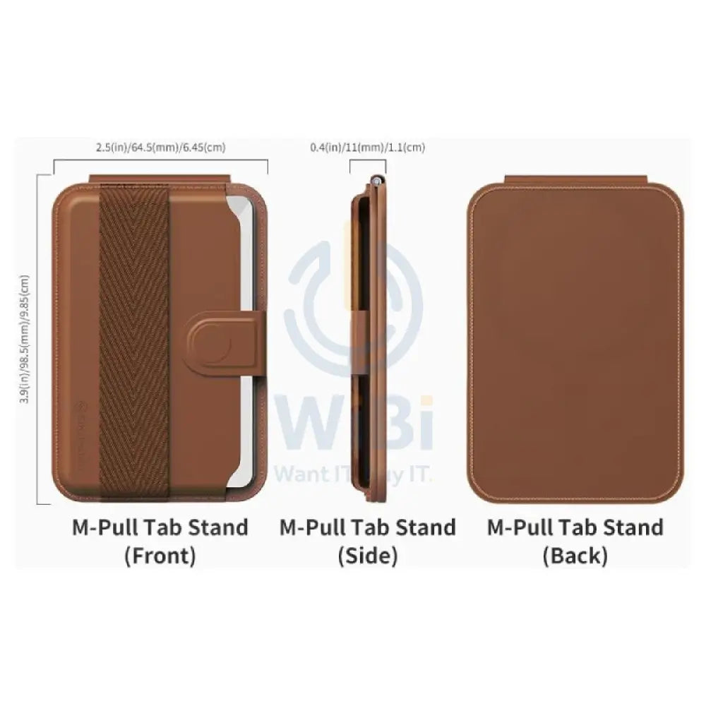 Sinjimoru M-Pull Tab Stand Magsafe Wallet - Brown Accessories > Mobiles & Tablets > Mobiles > Grips