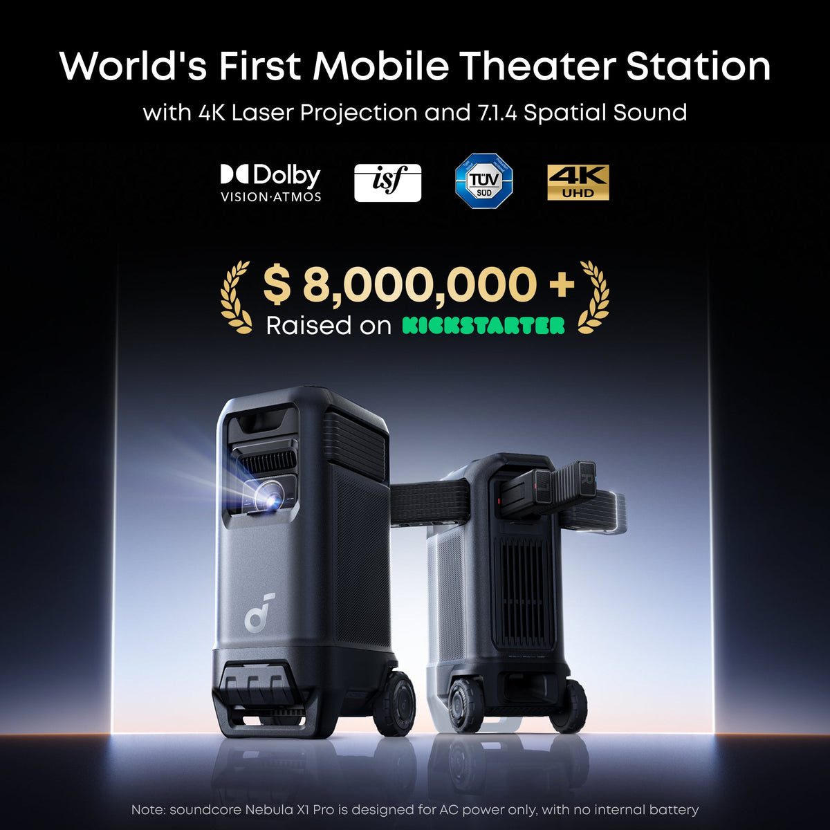 Anker Soundcore Nebula X1 Pro 4K Projector | World's First Mobile Theater Station